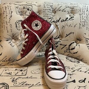 Converse Red Glitter High-Top Sneakers